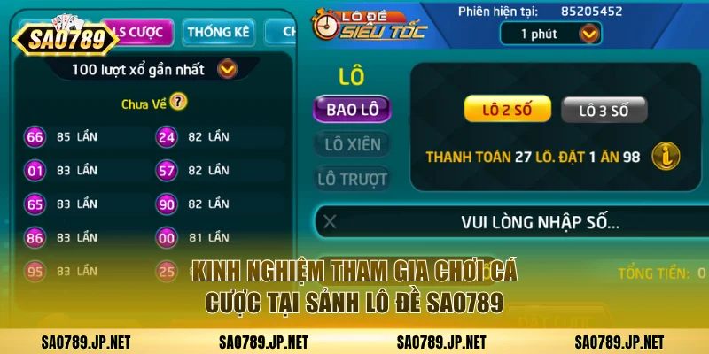 Kinh nghiệm chơi cá cược tại sảnh lô đề SAO789