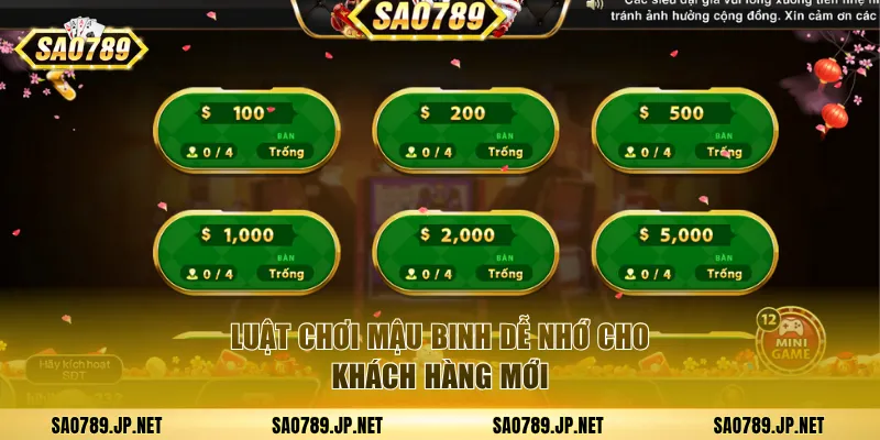 Luật chơi Mậu Binh dễ nhớ cho khách hàng mới